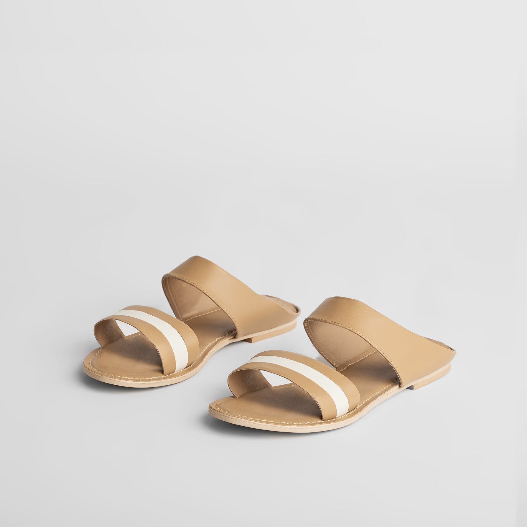 Nude & White Stripe Sandals