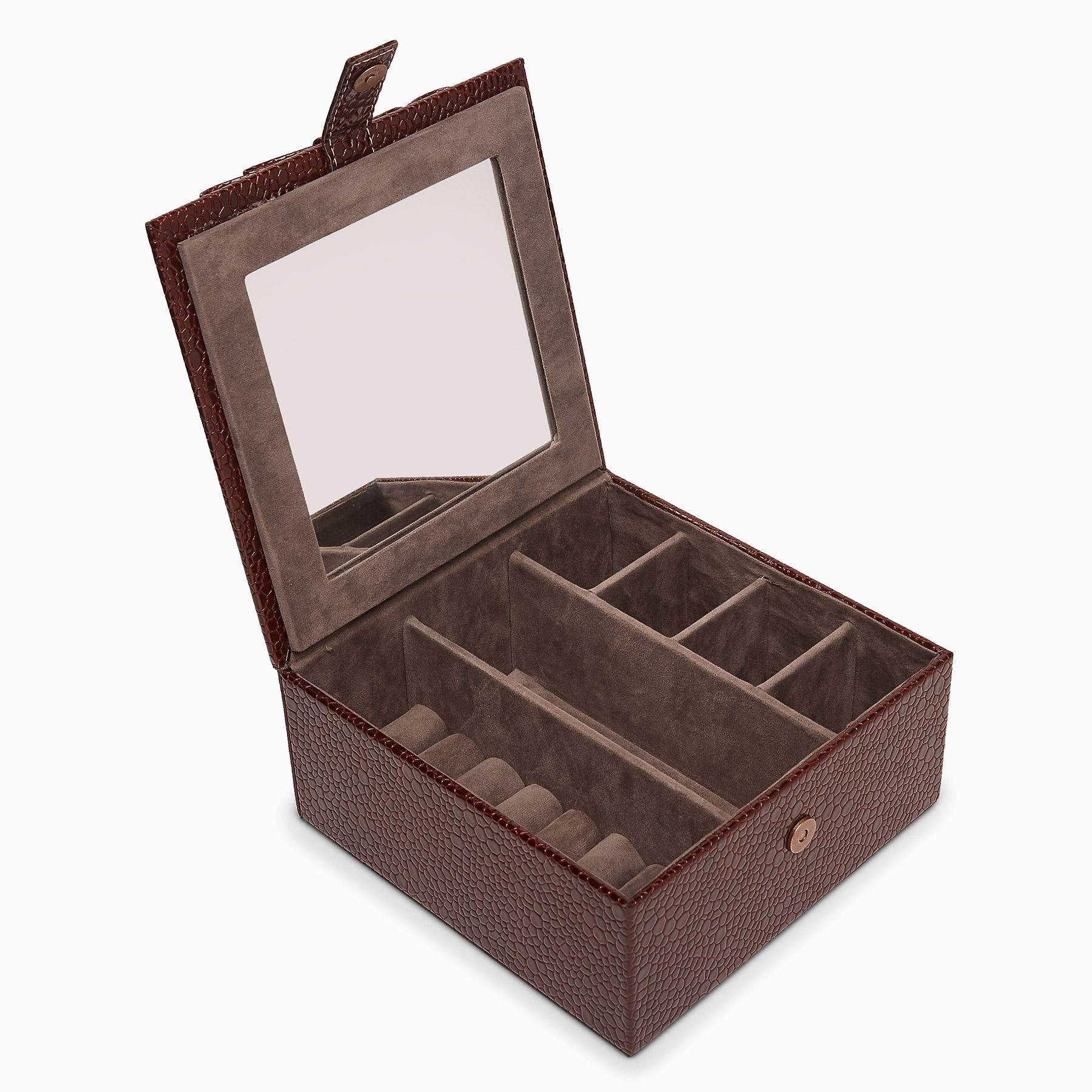 Oxblood Textured Leather Jewellery Box