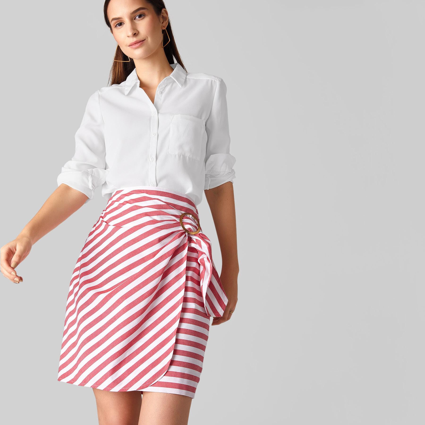 Scarlet Striped Overlap Skirt