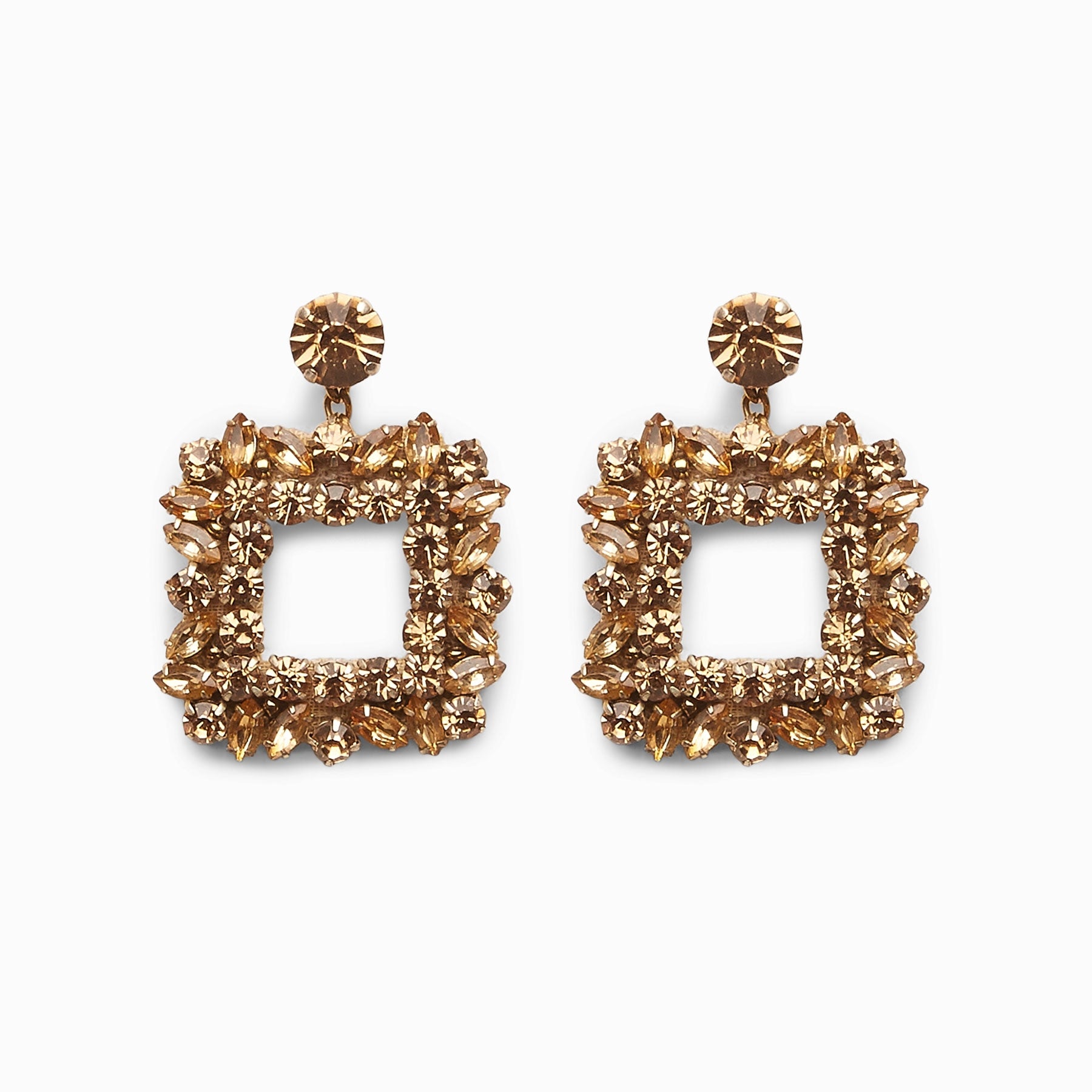 Champagne Crystal Square Earrings