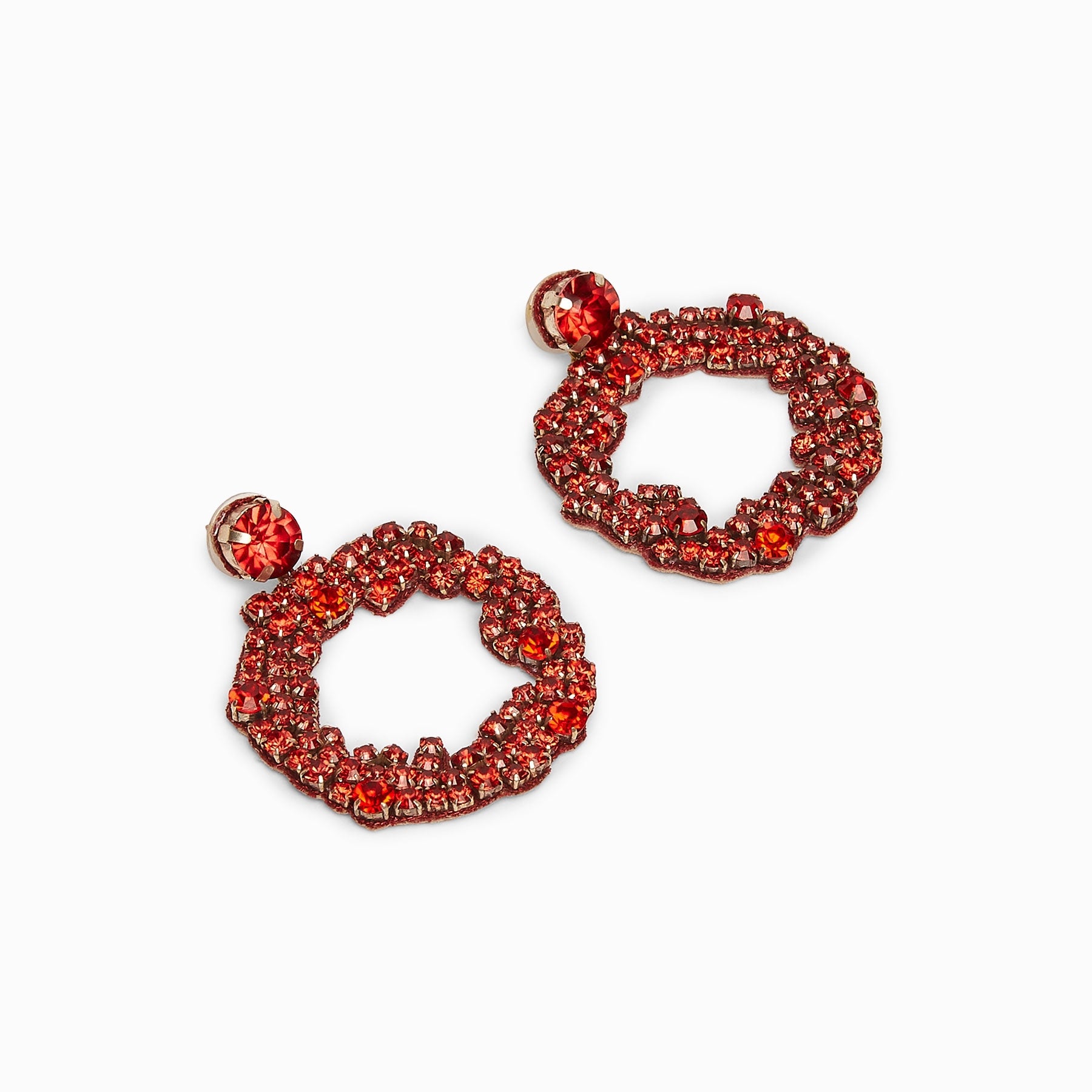 Crimson Crystal Circle Earrings