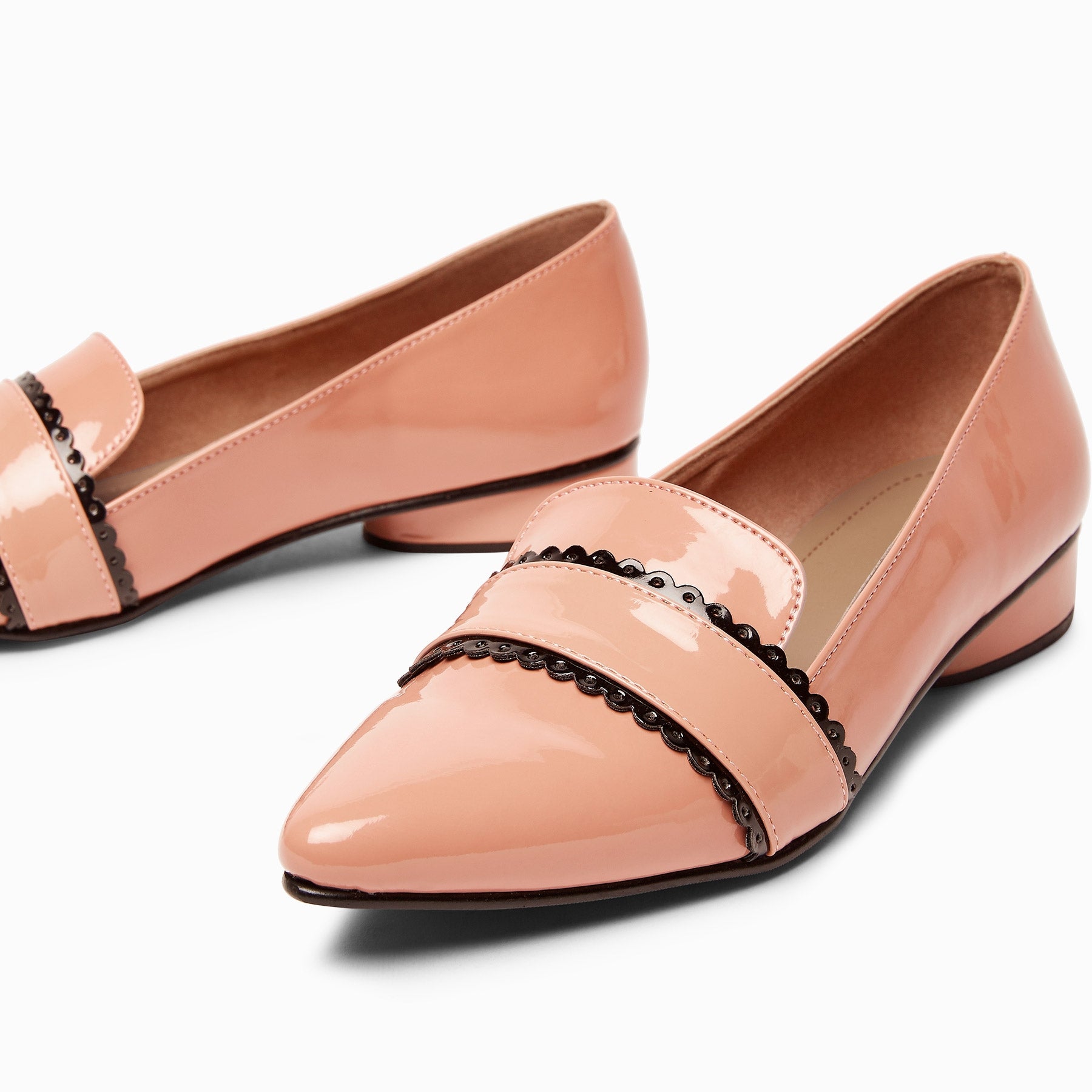 Dusty Rose & Black Scallop Loafers