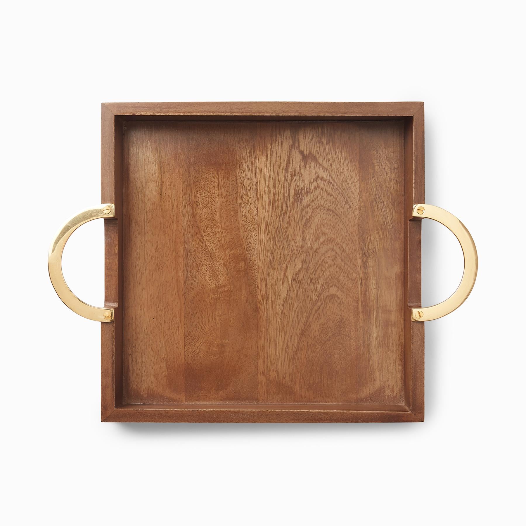 Wood & Brass Square Tray
